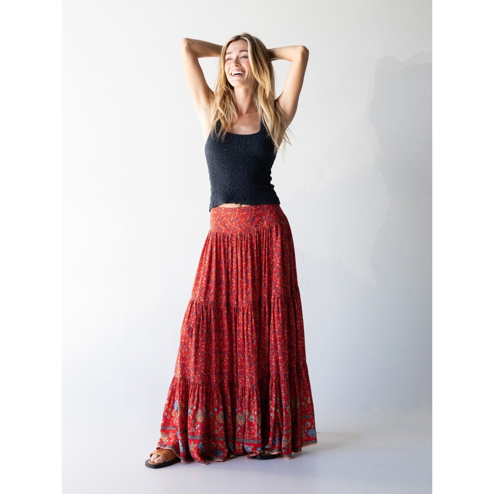 Natural Life Hanna Convertible Maxi Skirt Strapless Dress Red Floral L